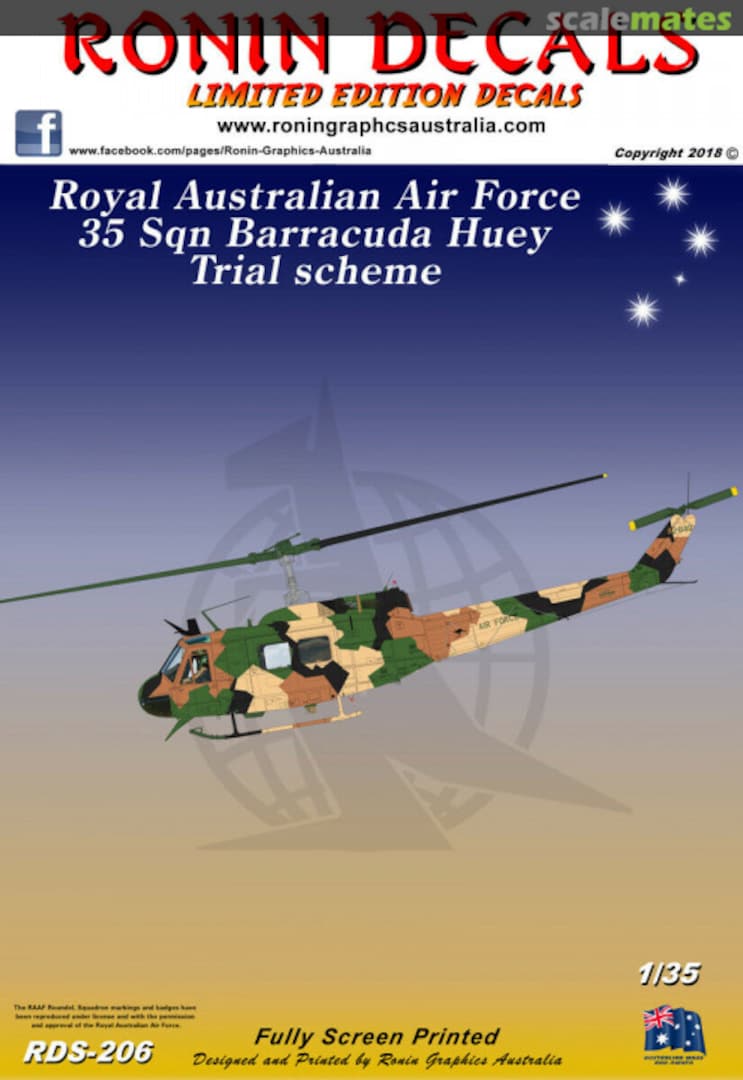 Boxart RAAF 35 Sqn UH-1D Barracuda scheme RDS-206 Ronin Decals Boxart RAAF 35 Sqn UH-1D Barracuda scheme RDS-206 Ronin Decals