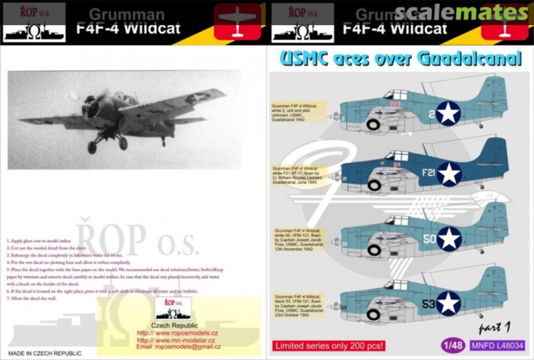 Boxart Grumman F4F-4 Wildcat MNFD L48034 ROP o.s. Boxart Grumman F4F-4 Wildcat MNFD L48034 ROP o.s.