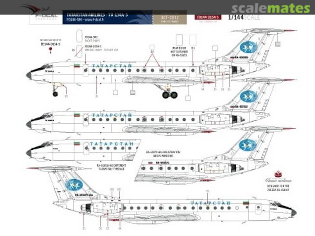 Boxart Tupolev Tu-134A-3 FD144-580 F-DCAL Boxart Tupolev Tu-134A-3 FD144-580 F-DCAL