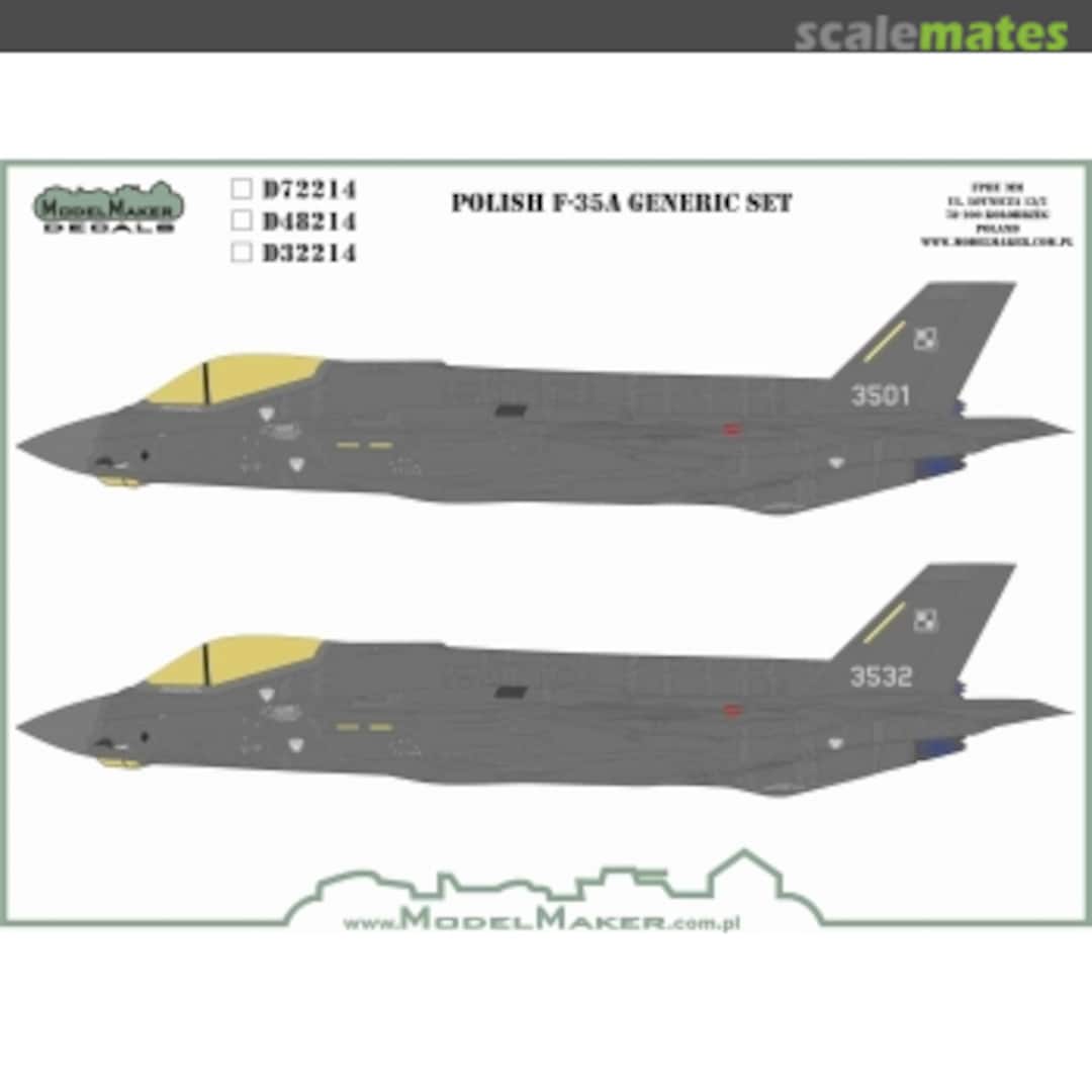 Boxart Polish F-35A Generic Set D72214 ModelMaker Boxart Polish F-35A Generic Set D72214 ModelMaker