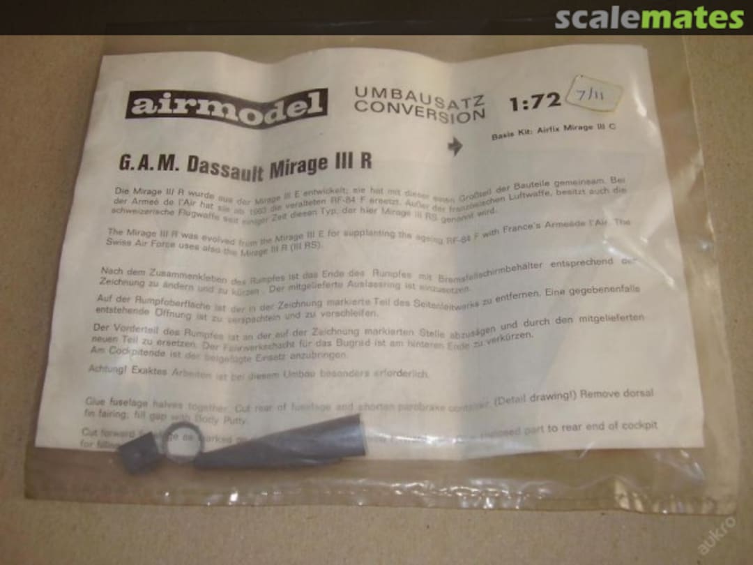 Boxart G.A.M. Dassault Mirage III R Airmodel Boxart G.A.M. Dassault Mirage III R Airmodel