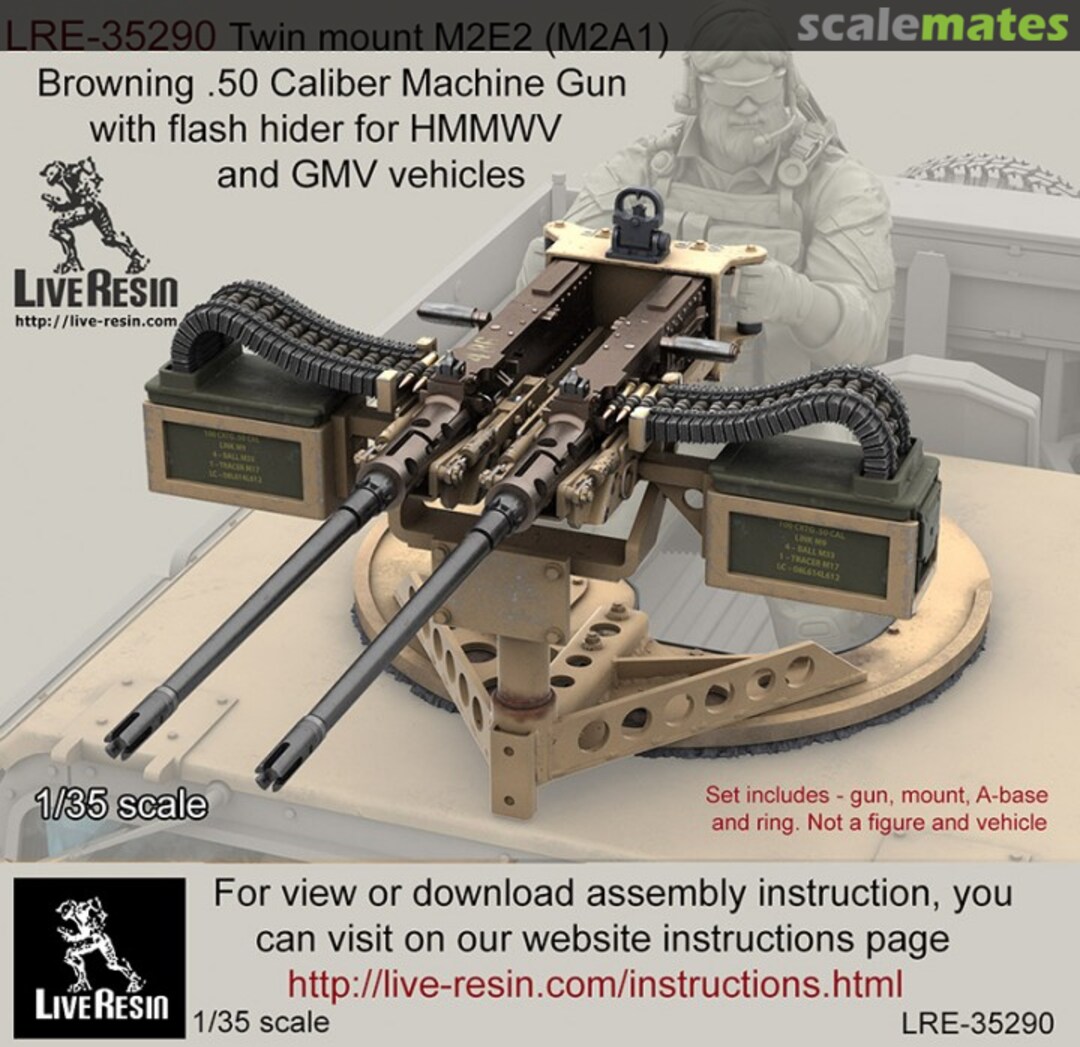 Boxart Twin mount M2E1 Browning .50 Cal MG for HMMWV GMV LRE-35290 Live Resin Boxart Twin mount M2E1 Browning .50 Cal MG for HMMWV GMV LRE-35290 Live Resin