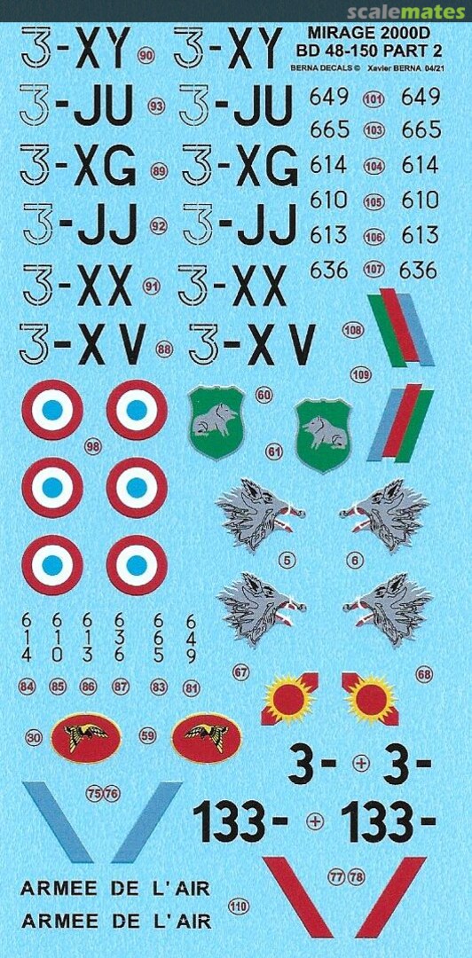 Boxart Mirage 2000D : EC 2/3 'Champagne' & EC 3/3 'Ardennes' Nancy-Ochey & Istrana + Roundels (6 schemes). BD 48-150 Berna Decals Boxart Mirage 2000D : EC 2/3 'Champagne' & EC 3/3 'Ardennes' Nancy-Ochey & Istrana + Roundels (6 schemes). BD 48-150 Berna Decals