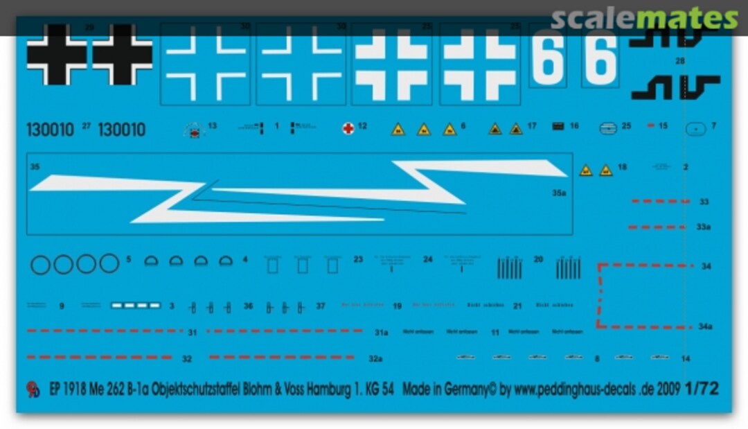 Boxart Me 262B-1a Objektschutzstaffel Blohm & Voss Hamburg 1.KG 54 EP 1918 Peddinghaus-Decals Boxart Me 262B-1a Objektschutzstaffel Blohm & Voss Hamburg 1.KG 54 EP 1918 Peddinghaus-Decals