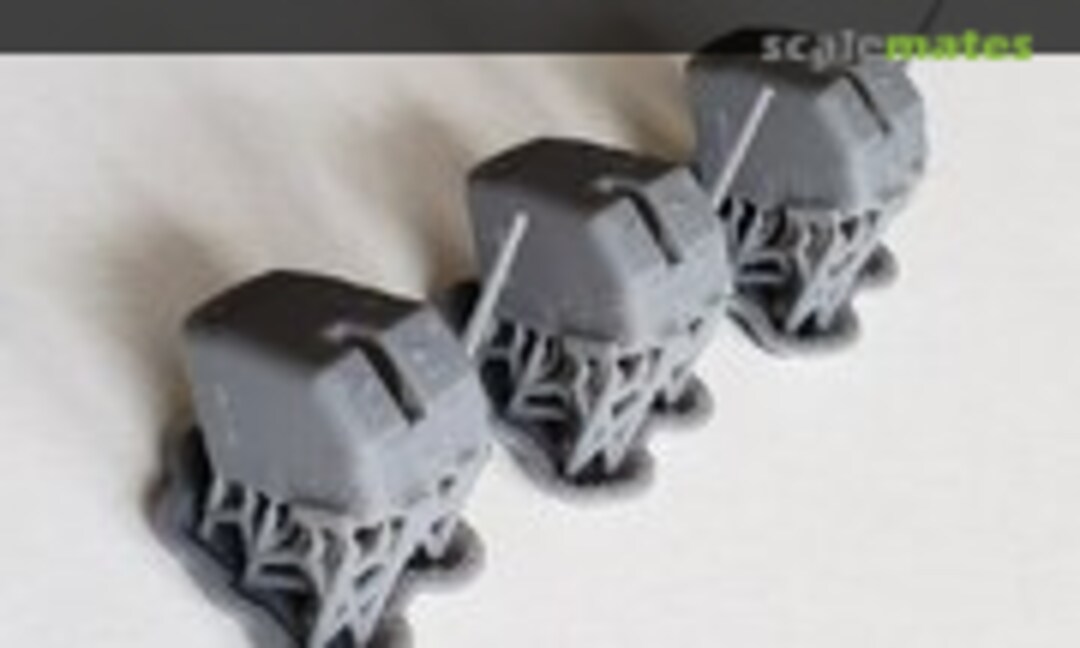 1:192 5"/38 cal. Mk.30 Mod.60 "Single Knuckle" Mounts, late (set of 3) (Model Monkey MM192-5"1knuck.late) MM192-5"1knuck.late