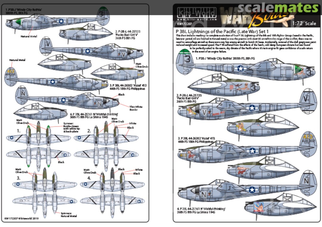 Boxart Lightning’s of the Pacific (Late War) Set One KW172207 Kits-World Boxart Lightning’s of the Pacific (Late War) Set One KW172207 Kits-World
