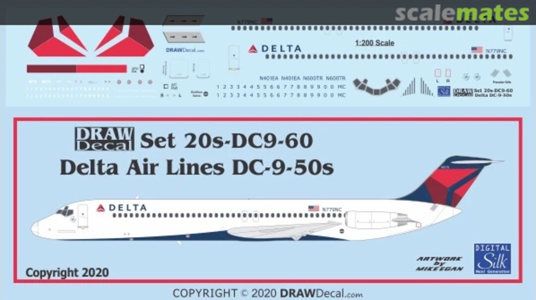 Boxart Delta Air Lines DC-9-50s 20-DC9-60 Draw Decal Boxart Delta Air Lines DC-9-50s 20-DC9-60 Draw Decal