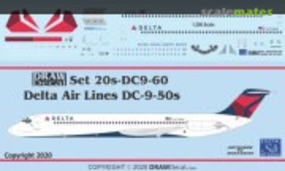 1:200 Delta Air Lines DC-9-50s (Draw Decal 20-DC9-60) 20-DC9-60