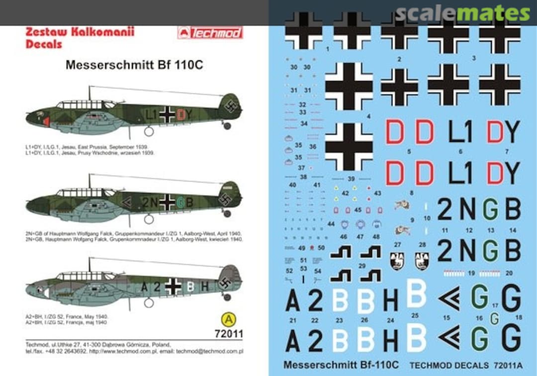 Boxart Messerschmitt Bf 110C 72011 Techmod Boxart Messerschmitt Bf 110C 72011 Techmod