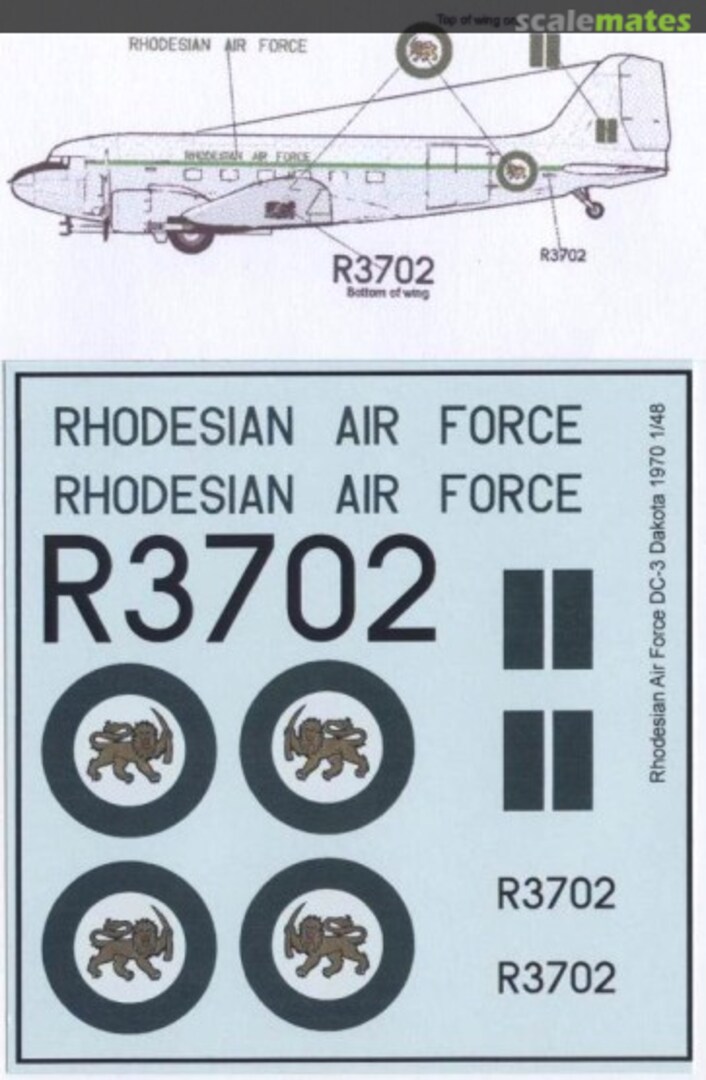 Boxart Rhodesian Air Force DC-3 Dakota MAV-RZ4809 MAV Decals Boxart Rhodesian Air Force DC-3 Dakota MAV-RZ4809 MAV Decals