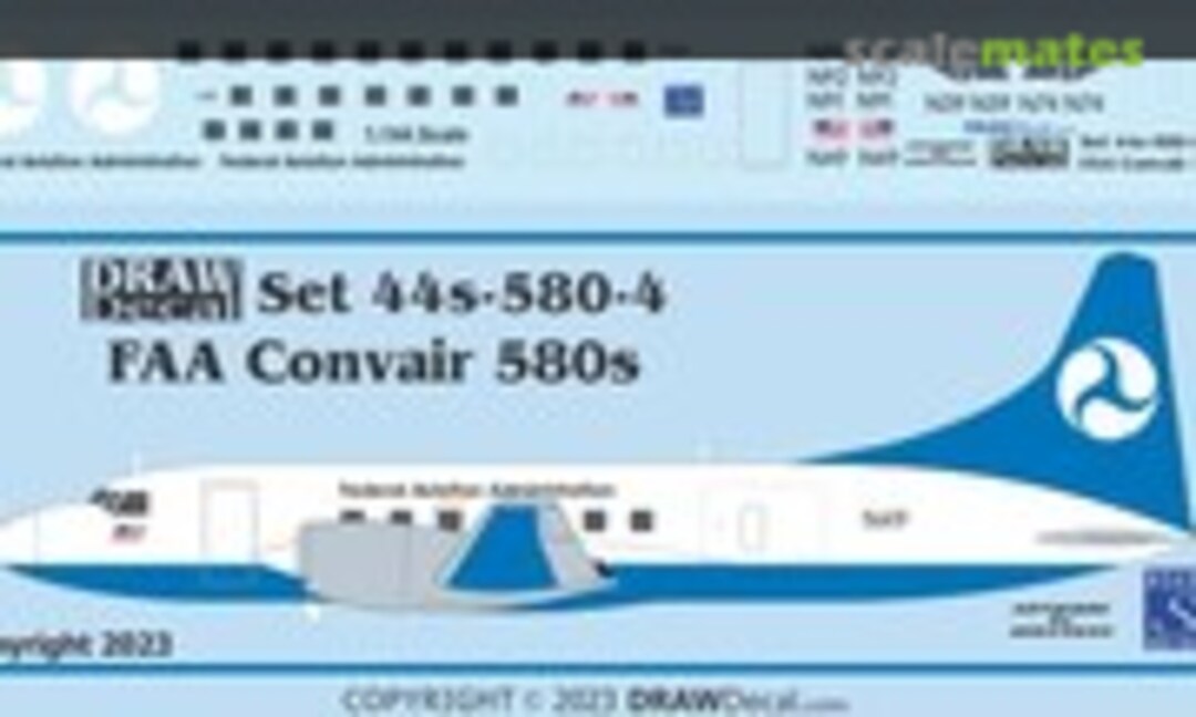 1:144 Federal Aviation Administration Convair 580s (Draw Decal 44-580-4) 44-580-4