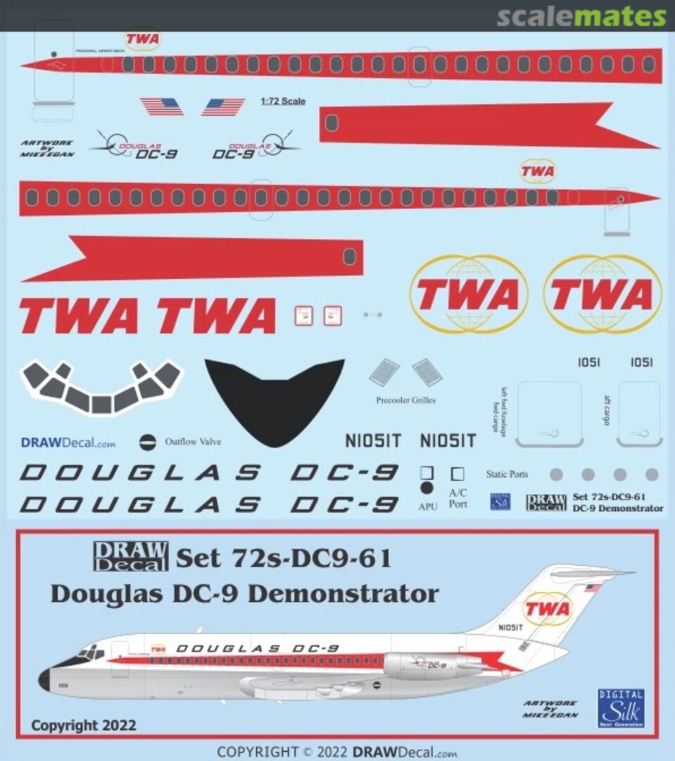 Boxart Douglas DC-9 Demonstrator 72-DC9-61 Draw Decal