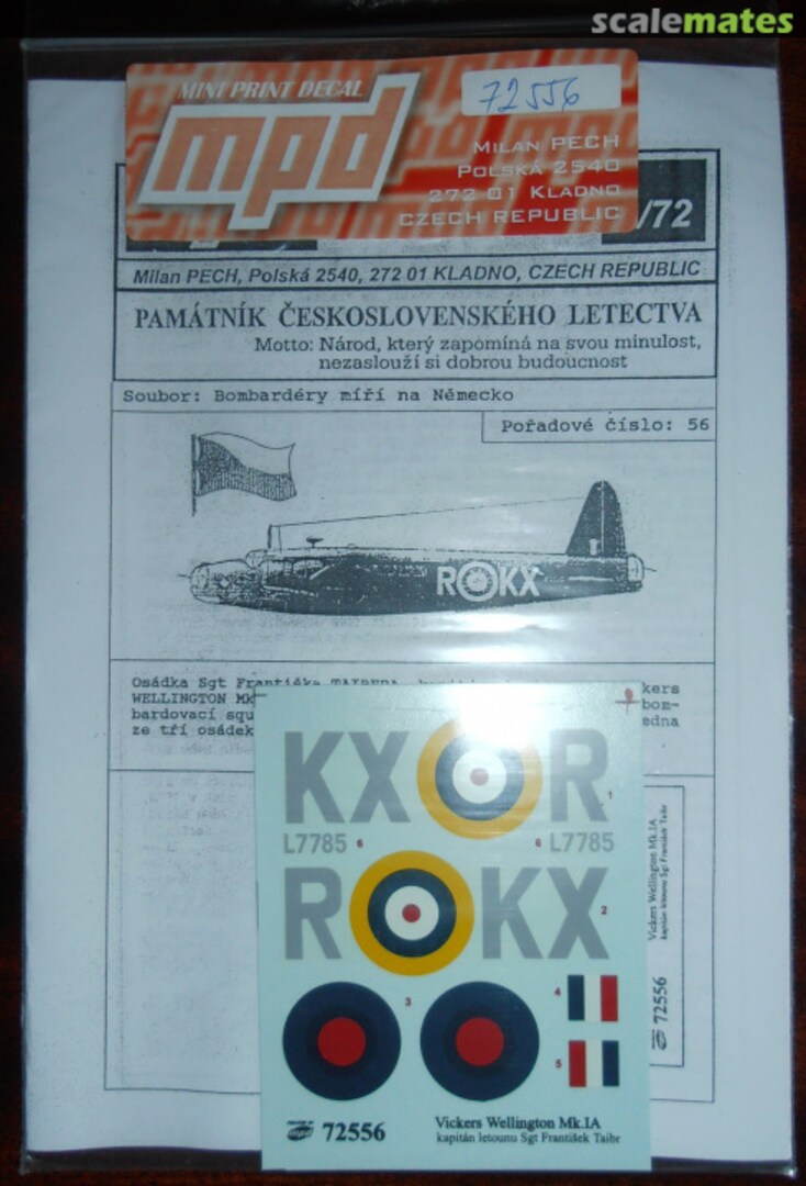 Boxart Wellington Mk.IA 72556 Mini Print Decal Boxart Wellington Mk.IA 72556 Mini Print Decal