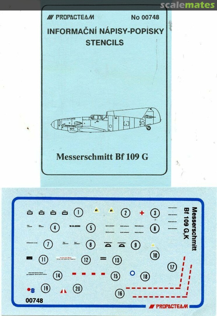 Boxart Messerschmitt Bf 109 G/K Stencils 00748 Propagteam Boxart Messerschmitt Bf 109 G/K Stencils 00748 Propagteam