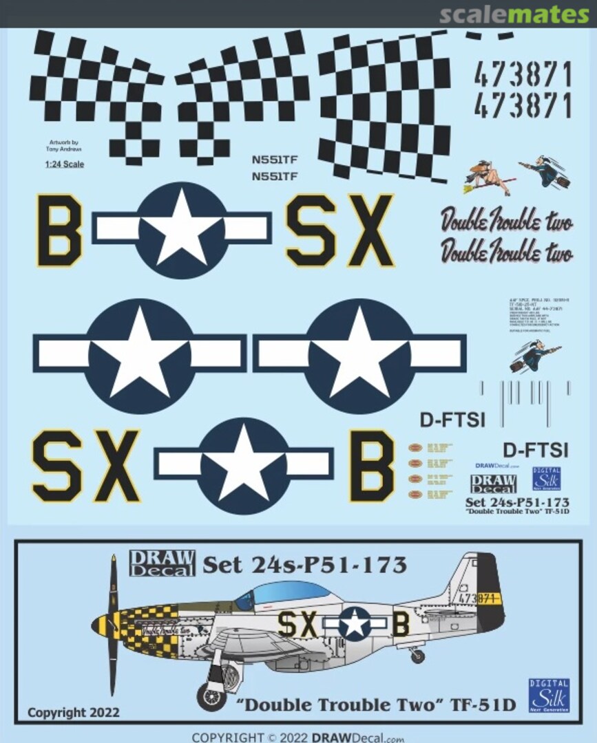 Boxart “Double Trouble Two” TF-51D 24-P51-173 Draw Decal Boxart “Double Trouble Two” TF-51D 24-P51-173 Draw Decal