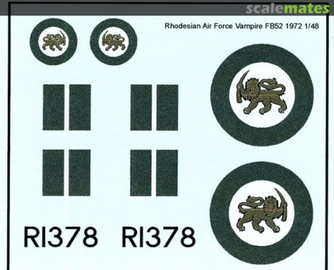 Boxart Rhodesian Air Force Vampire FB52 MAV-RZ4803 MAV Decals Boxart Rhodesian Air Force Vampire FB52 MAV-RZ4803 MAV Decals