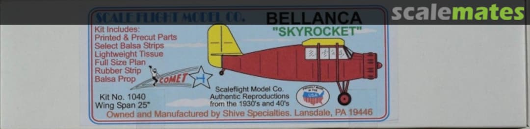 Boxart Bellanca Skyrocket 1040 Scale Flight Model Co. Boxart Bellanca Skyrocket 1040 Scale Flight Model Co.