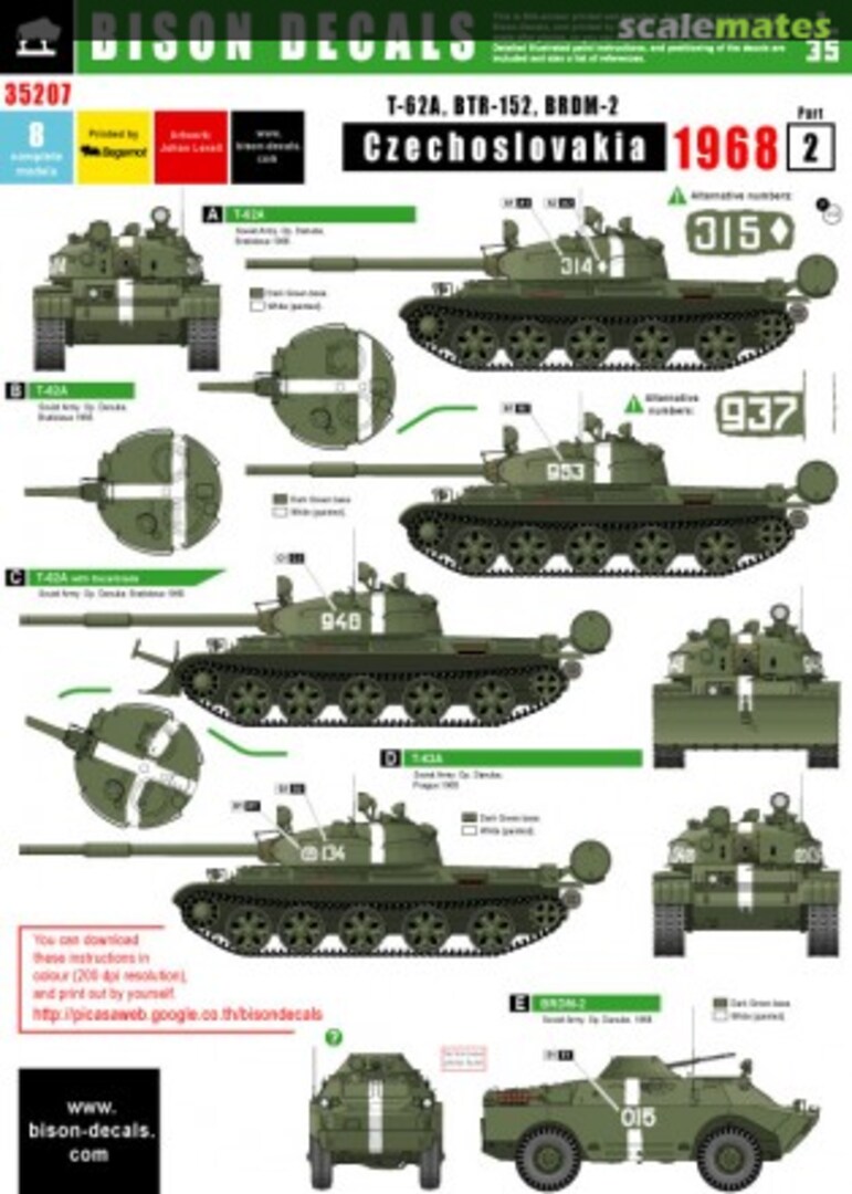 Boxart Soviet tanks and APCs during the W.P. invasion of Czechoslovakia 35207 Bison Decals Boxart Soviet tanks and APCs during the W.P. invasion of Czechoslovakia 35207 Bison Decals