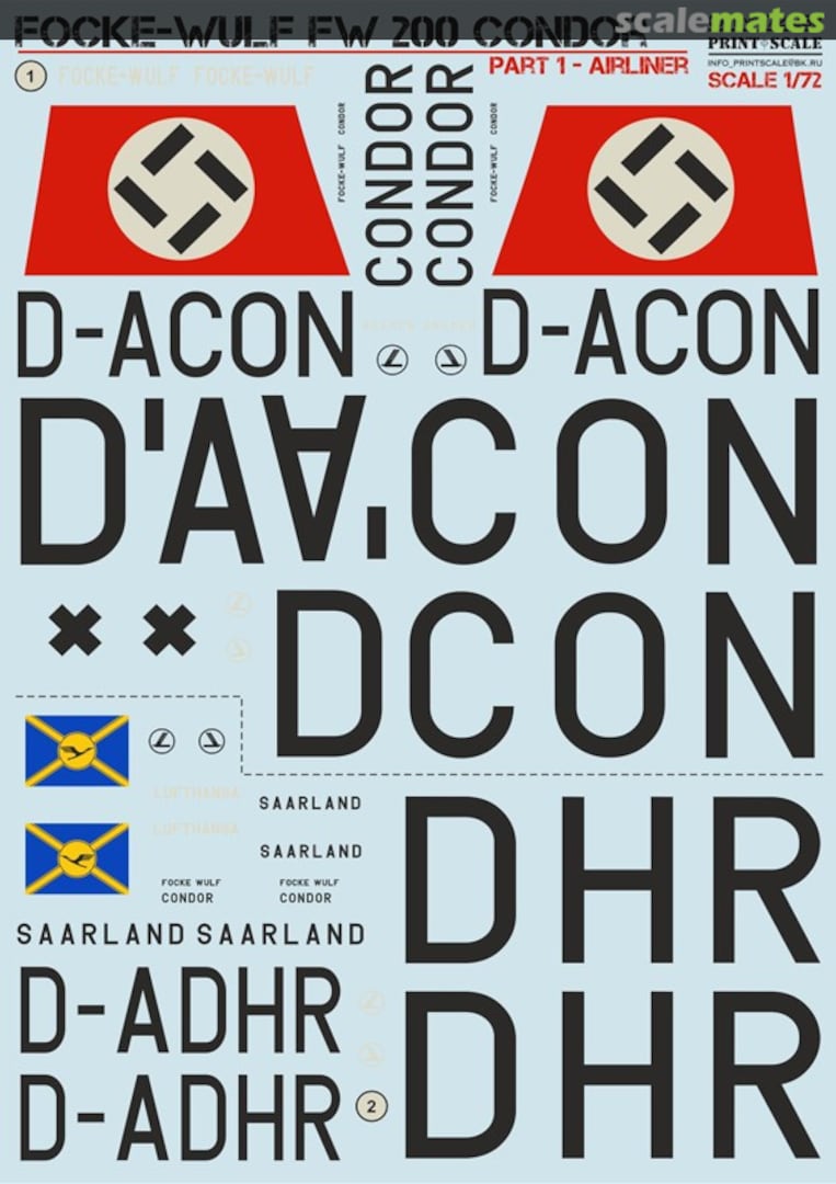 Boxart Focke-Wulf Fw 200 Condor Part 1 72-238 Print Scale Boxart Focke-Wulf Fw 200 Condor Part 1 72-238 Print Scale