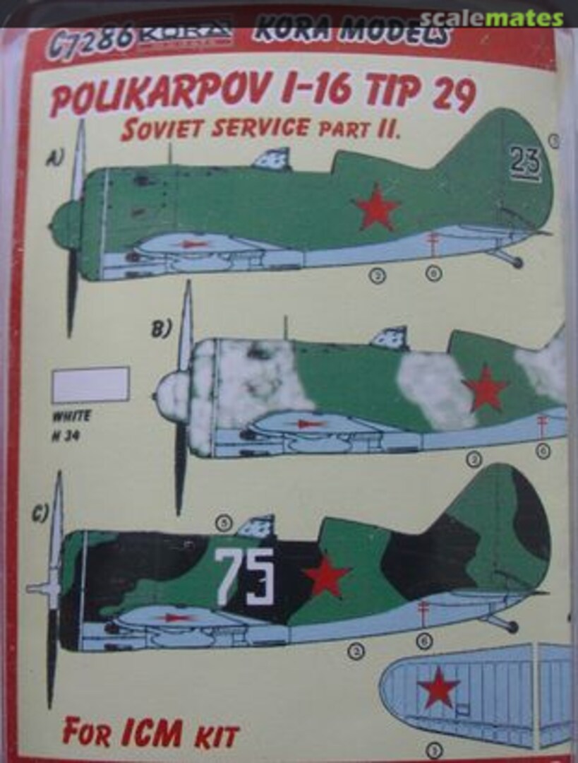 Boxart Polikarpov I-16 Tip 29 C7286 Kora Models Boxart Polikarpov I-16 Tip 29 C7286 Kora Models