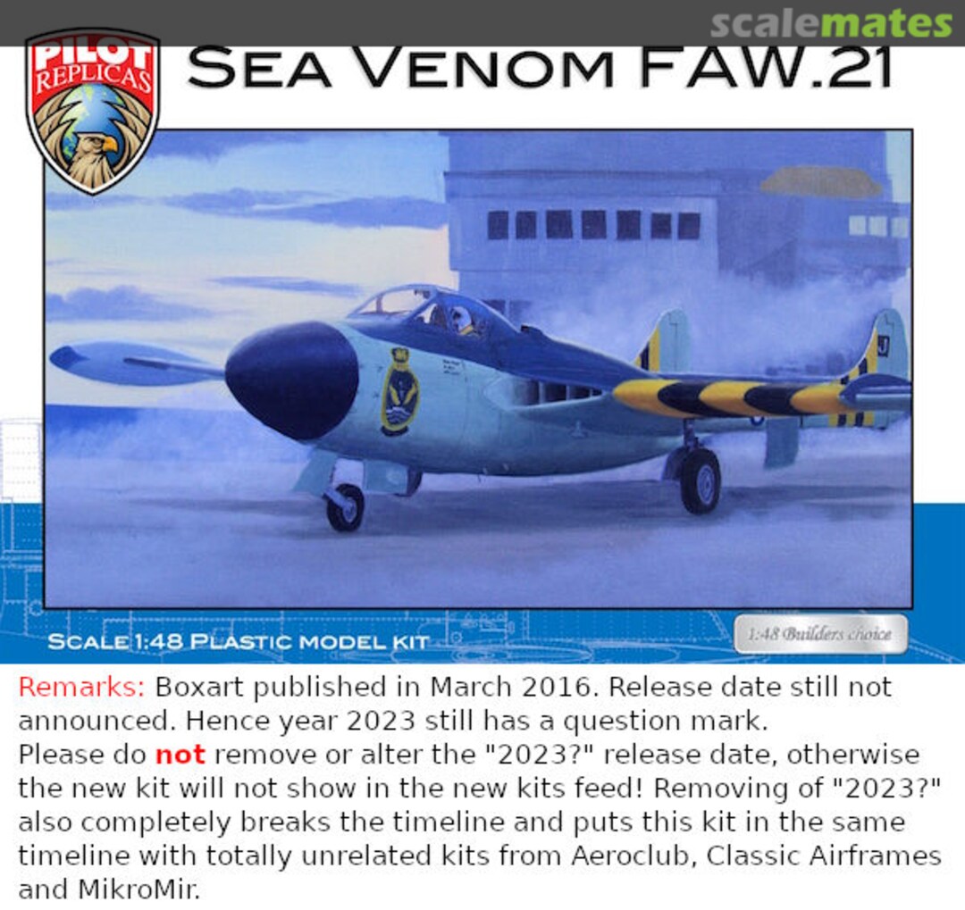 Boxart Sea Venom FAW.21 48A009 Pilot Replicas Boxart Sea Venom FAW.21 48A009 Pilot Replicas