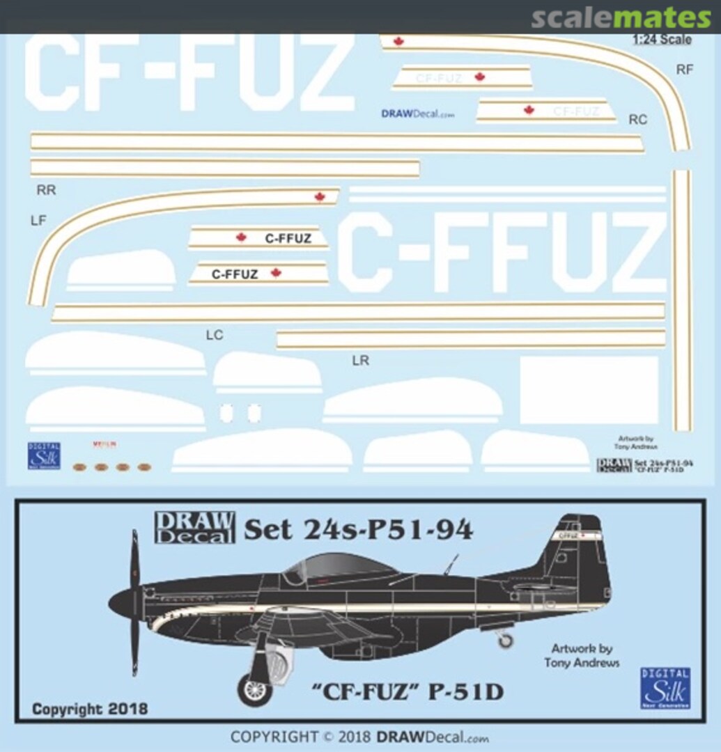 Boxart P-51D CF-FUZ / CF-FFUZ 24-P51-94 Draw Decal Boxart P-51D CF-FUZ / CF-FFUZ 24-P51-94 Draw Decal