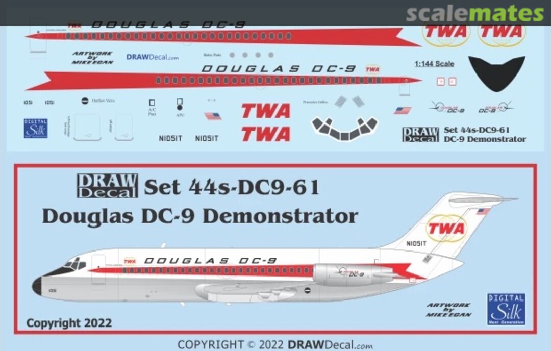 Boxart Douglas DC-9 Demonstrator 44-DC9-61 Draw Decal Boxart Douglas DC-9 Demonstrator 44-DC9-61 Draw Decal