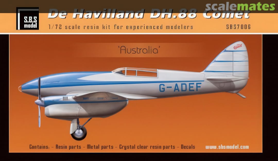 Boxart De Havilland DH.88 Comet SBS7006 SBS Model Boxart De Havilland DH.88 Comet SBS7006 SBS Model