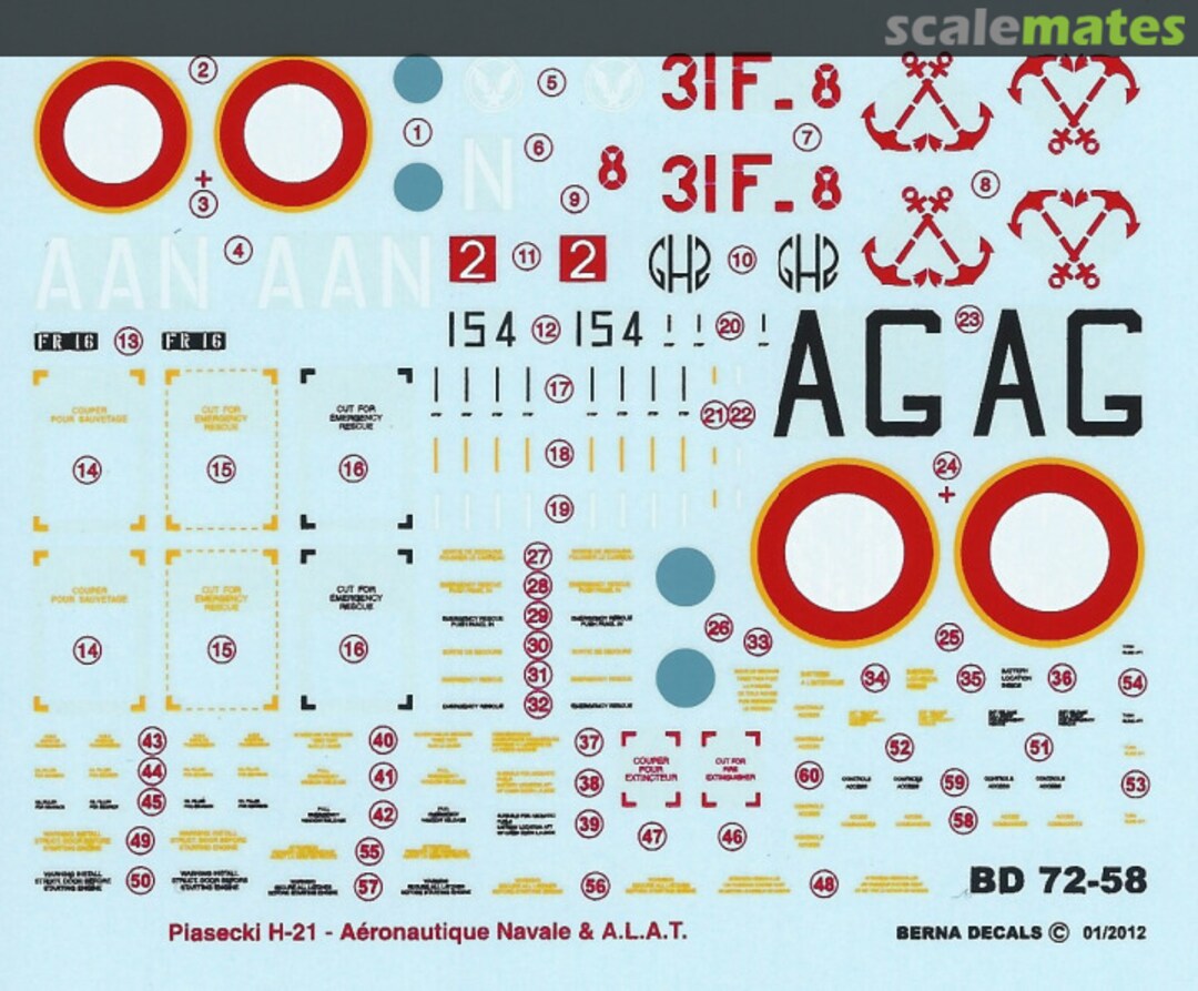 Boxart H-21, French A.L.A.T. & Navy in Algeria (3 schemes) BD 72-58 Berna Decals Boxart H-21, French A.L.A.T. & Navy in Algeria (3 schemes) BD 72-58 Berna Decals