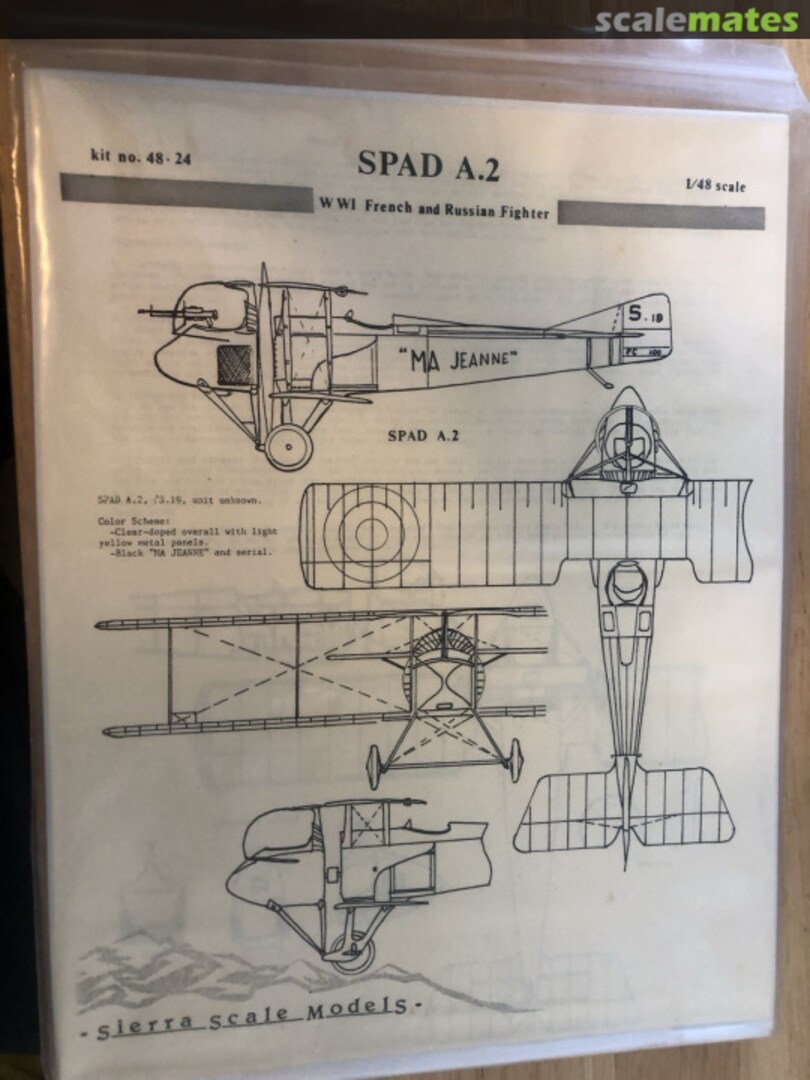 Boxart SPAD A.2 48-24 Sierra Scale Models Boxart SPAD A.2 48-24 Sierra Scale Models
