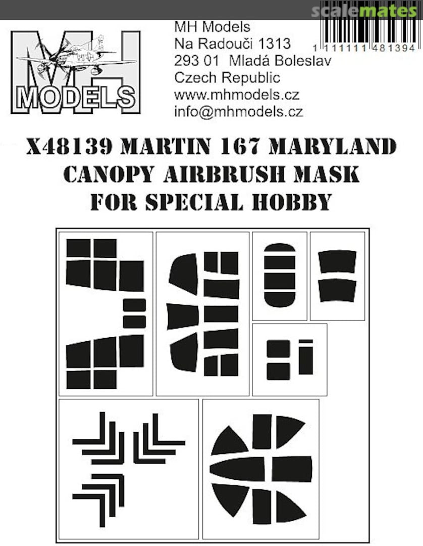 Boxart Martin 167 Maryland canopy airbrush mask X48139 MH Models Boxart Martin 167 Maryland canopy airbrush mask X48139 MH Models