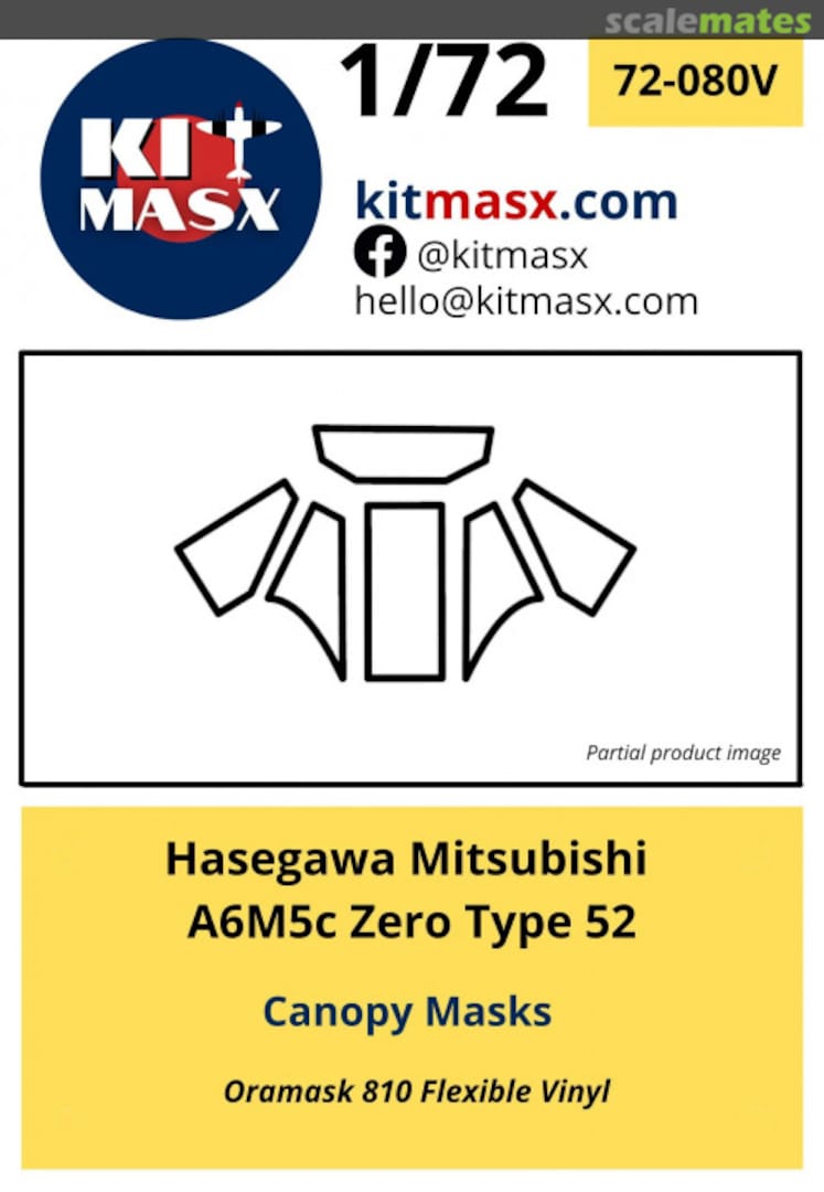 Boxart Mitsubishi A6M5c Zero Type 52 Canopy Masks 72-080V Kit Masx Boxart Mitsubishi A6M5c Zero Type 52 Canopy Masks 72-080V Kit Masx