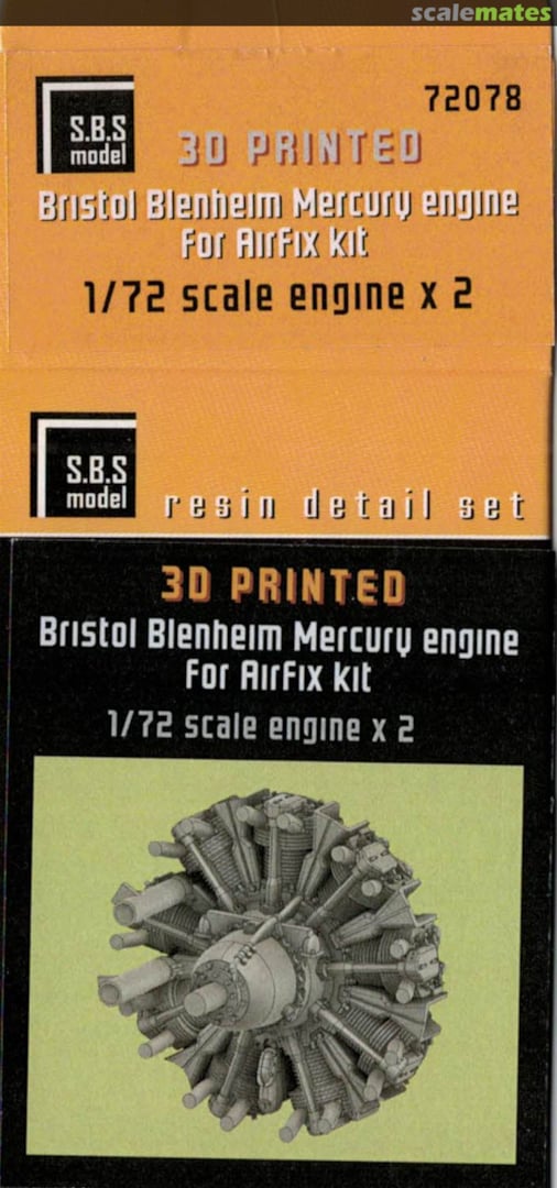 Boxart Bristol Blenheim Mercury engine 72078 SBS Model Boxart Bristol Blenheim Mercury engine 72078 SBS Model