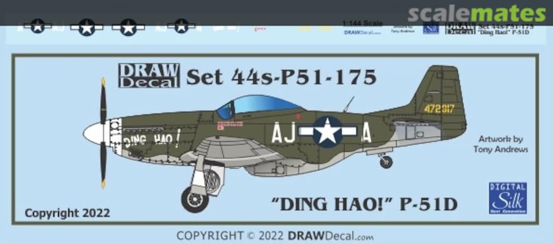 Boxart “DING HAO!” P-51D 44-P51-175 Draw Decal Boxart “DING HAO!” P-51D 44-P51-175 Draw Decal