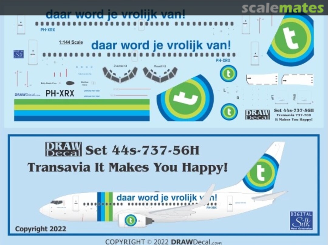 Boxart Transavia “It Makes You Happy!” 737-700 44-737-56H Draw Decal