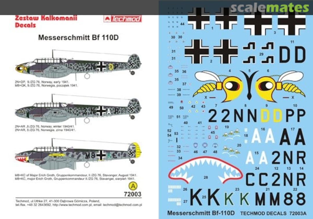 Boxart Messerschmitt Bf 110D 72003 Techmod Boxart Messerschmitt Bf 110D 72003 Techmod