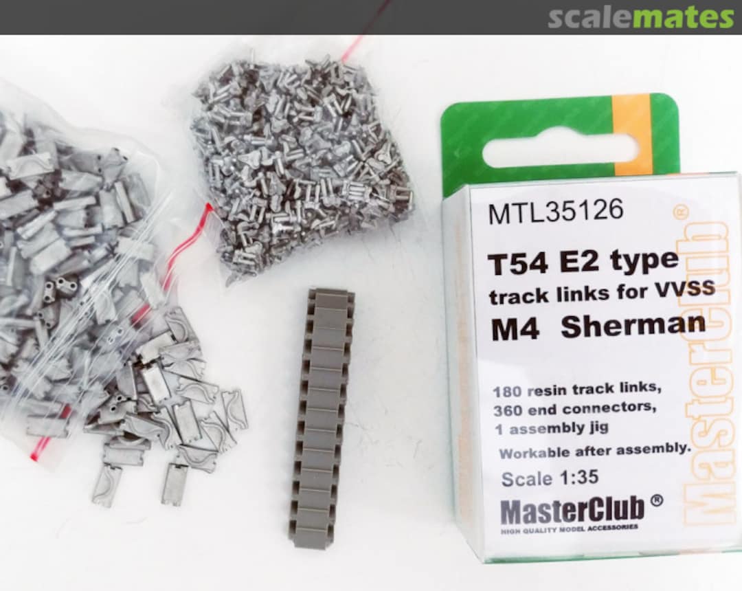 Boxart T54 E2 Type track links for VVSS M4 Sherman MTL35126 MasterClub Boxart T54 E2 Type track links for VVSS M4 Sherman MTL35126 MasterClub