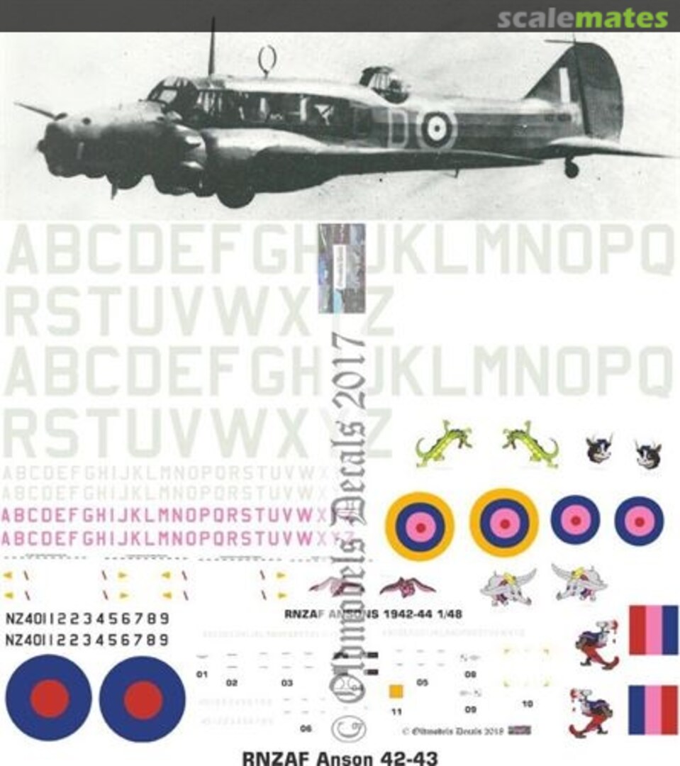Boxart RNZAF Ansons 1942-43 OMD0782 Oldmodels Decals Boxart RNZAF Ansons 1942-43 OMD0782 Oldmodels Decals
