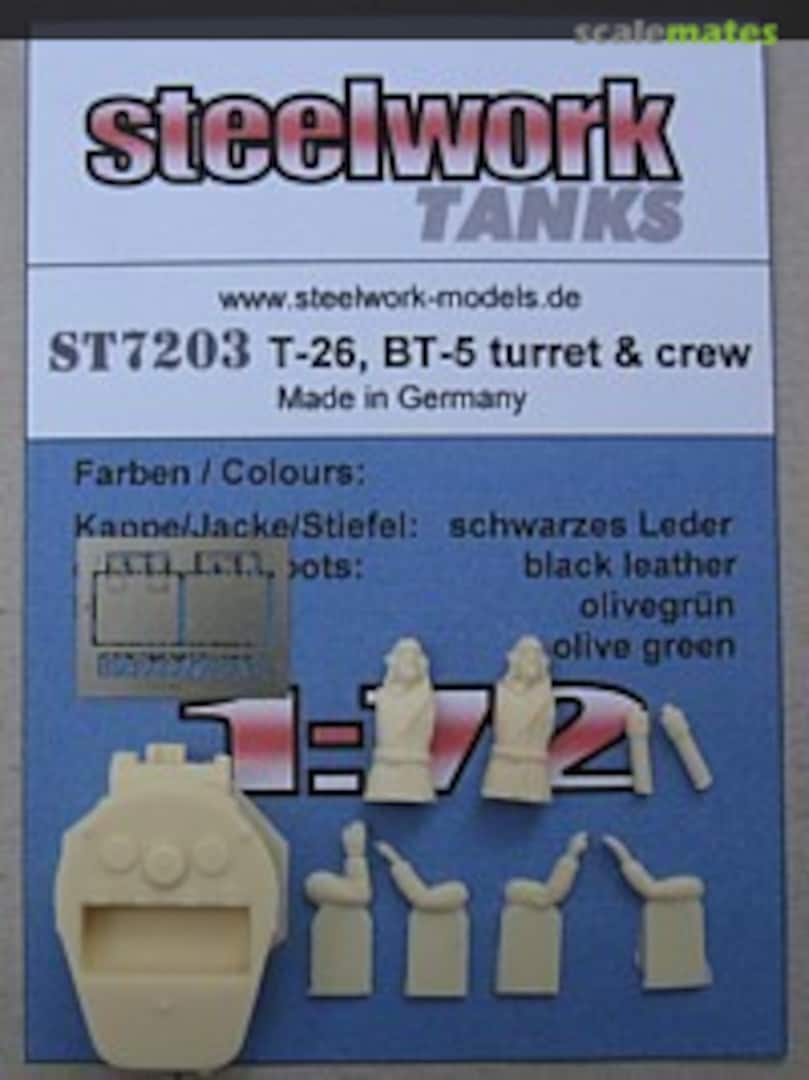 Boxart Turret with crew for the Soviet tanks T-26, BT-5, BA-3 / 6 T7203 Steelwork Models Boxart Turret with crew for the Soviet tanks T-26, BT-5, BA-3 / 6 T7203 Steelwork Models
