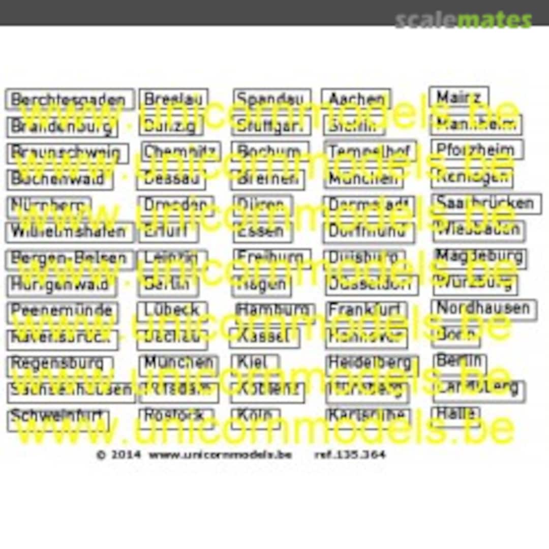 Boxart German city signs on decal 135.364 Unicorn Models Boxart German city signs on decal 135.364 Unicorn Models