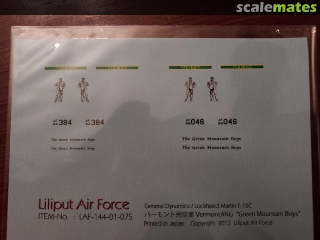 Boxart F-16C Vermont ANG "The Green Mountain Boys" LAF-144-01-075 Liliput Air Force Boxart F-16C Vermont ANG "The Green Mountain Boys" LAF-144-01-075 Liliput Air Force