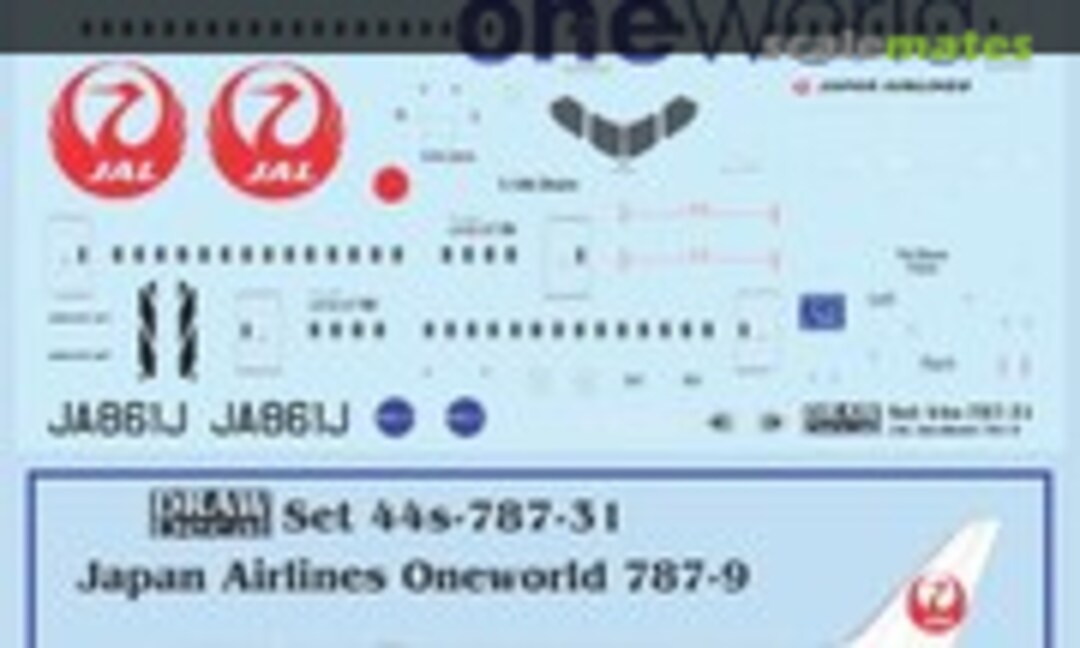 1:144 Japan Airlines Oneworld 787-9 (Draw Decal 44-787-31) 44-787-31