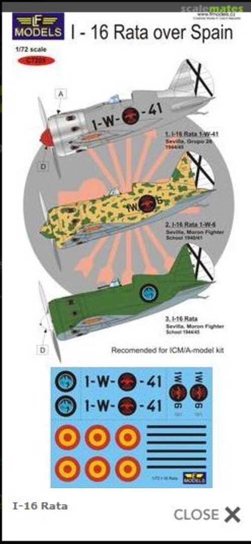 Boxart I-16 Rata over Spain C7205 LF Models Boxart I-16 Rata over Spain C7205 LF Models