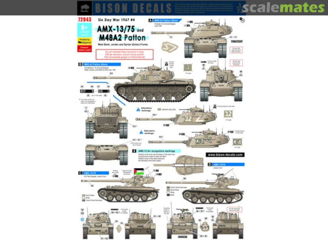 Boxart AMX-13/75 and M48A2 Patton 72043 Bison Decals Boxart AMX-13/75 and M48A2 Patton 72043 Bison Decals
