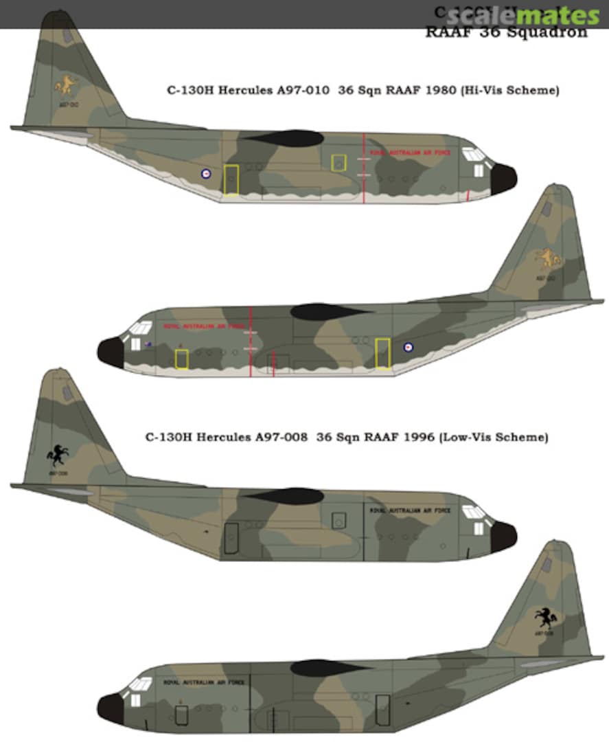 Boxart C-130H Hercules: RAAF 36 Sqn Hi-Vis/Lo-Vis A14436 Aussie Decals Boxart C-130H Hercules: RAAF 36 Sqn Hi-Vis/Lo-Vis A14436 Aussie Decals