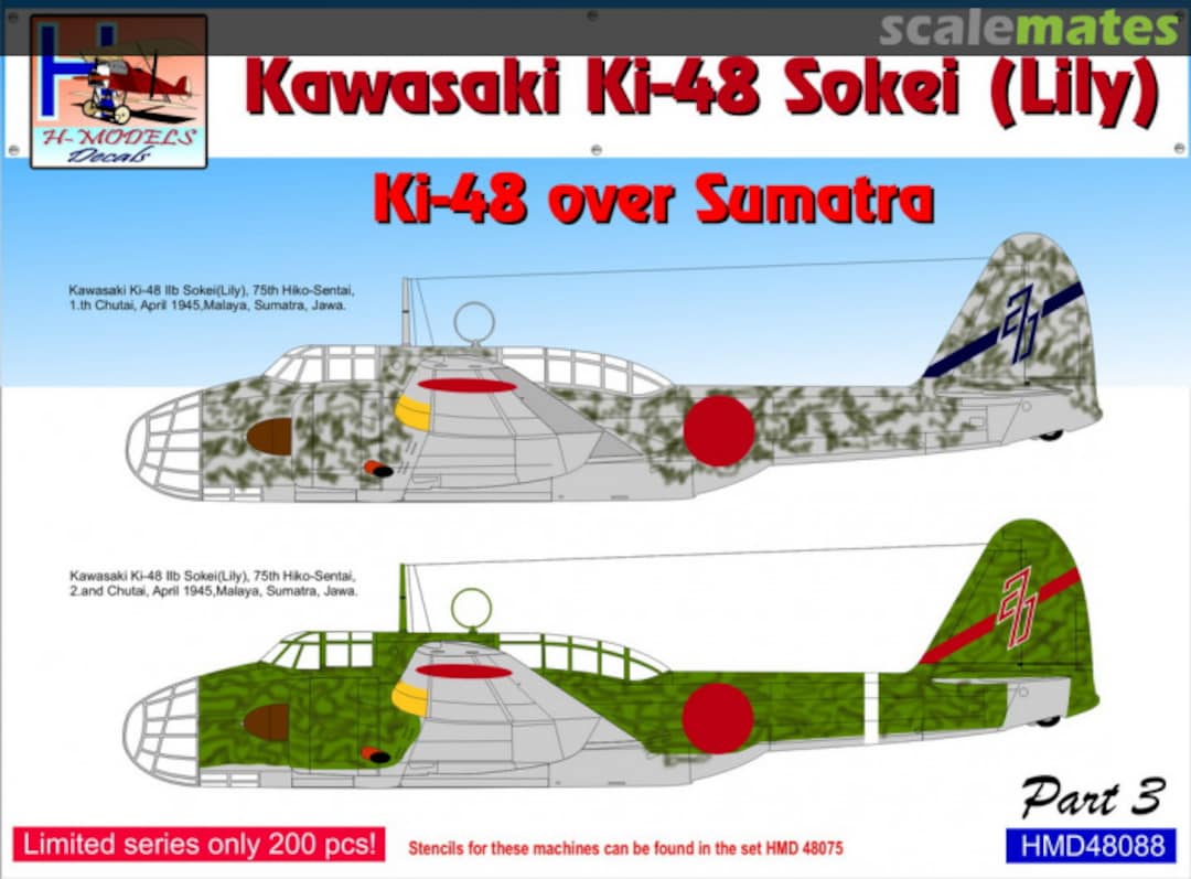 Boxart Kawasaki Ki-48 Sokei (Lily) Ki-48 over Sumatra Part 3 HMD48088 H-Models Decals Boxart Kawasaki Ki-48 Sokei (Lily) Ki-48 over Sumatra Part 3 HMD48088 H-Models Decals