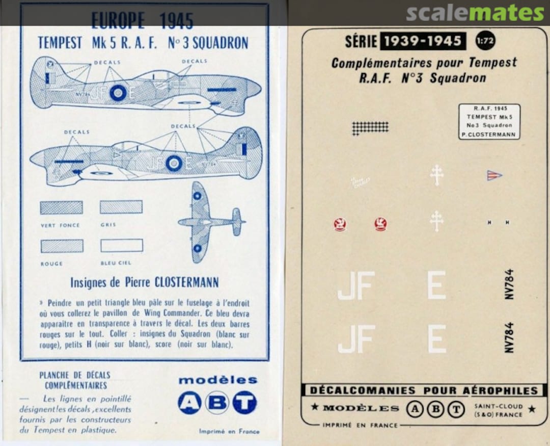 Boxart Complementaires pour Tempest RAF No. 3 Squadron ABT Decals Boxart Complementaires pour Tempest RAF No. 3 Squadron ABT Decals