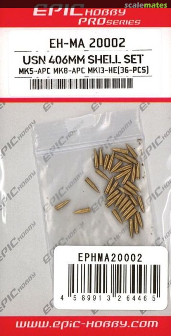 Boxart WWII USN 406mm Main Gun Shell Set (MK5, MK8, MK13, 12pcs) MA20002 EPIC Hobby