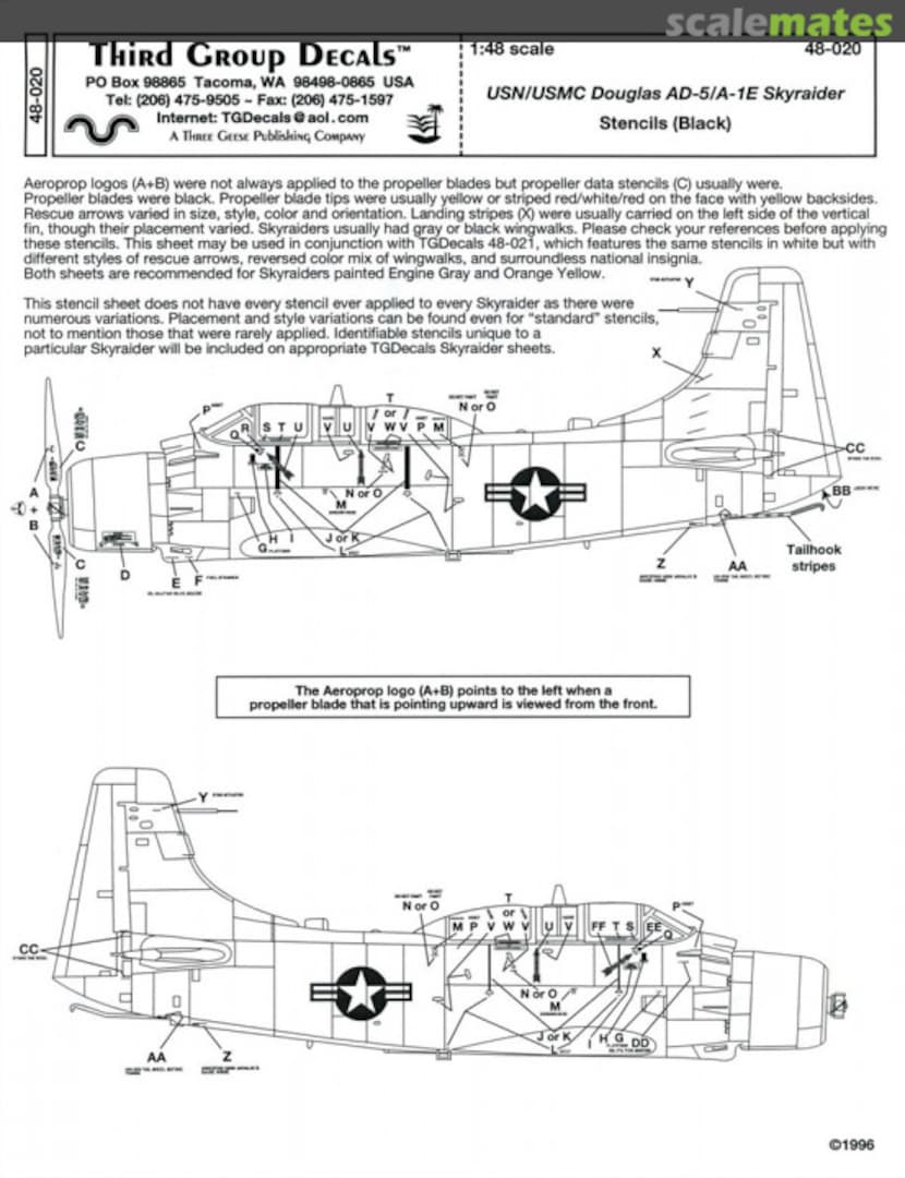 Boxart Douglas AD-5/A-1E Skyraider 48-020 Third Group Decals Boxart Douglas AD-5/A-1E Skyraider 48-020 Third Group Decals