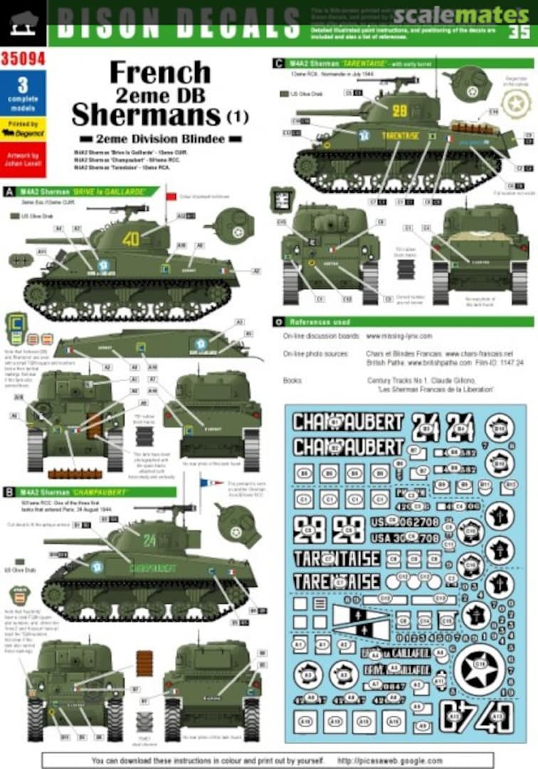 Boxart FRENCH 2eme D.B. ShermanS #1 35094 Bison Decals Boxart FRENCH 2eme D.B. ShermanS #1 35094 Bison Decals